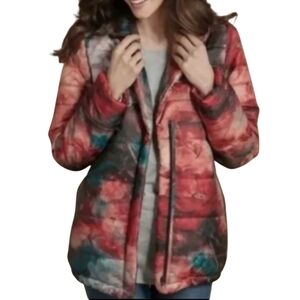Soft Surroundings Size M Kaboori Floral Puffer Jacket Botanical Garden Full Zip